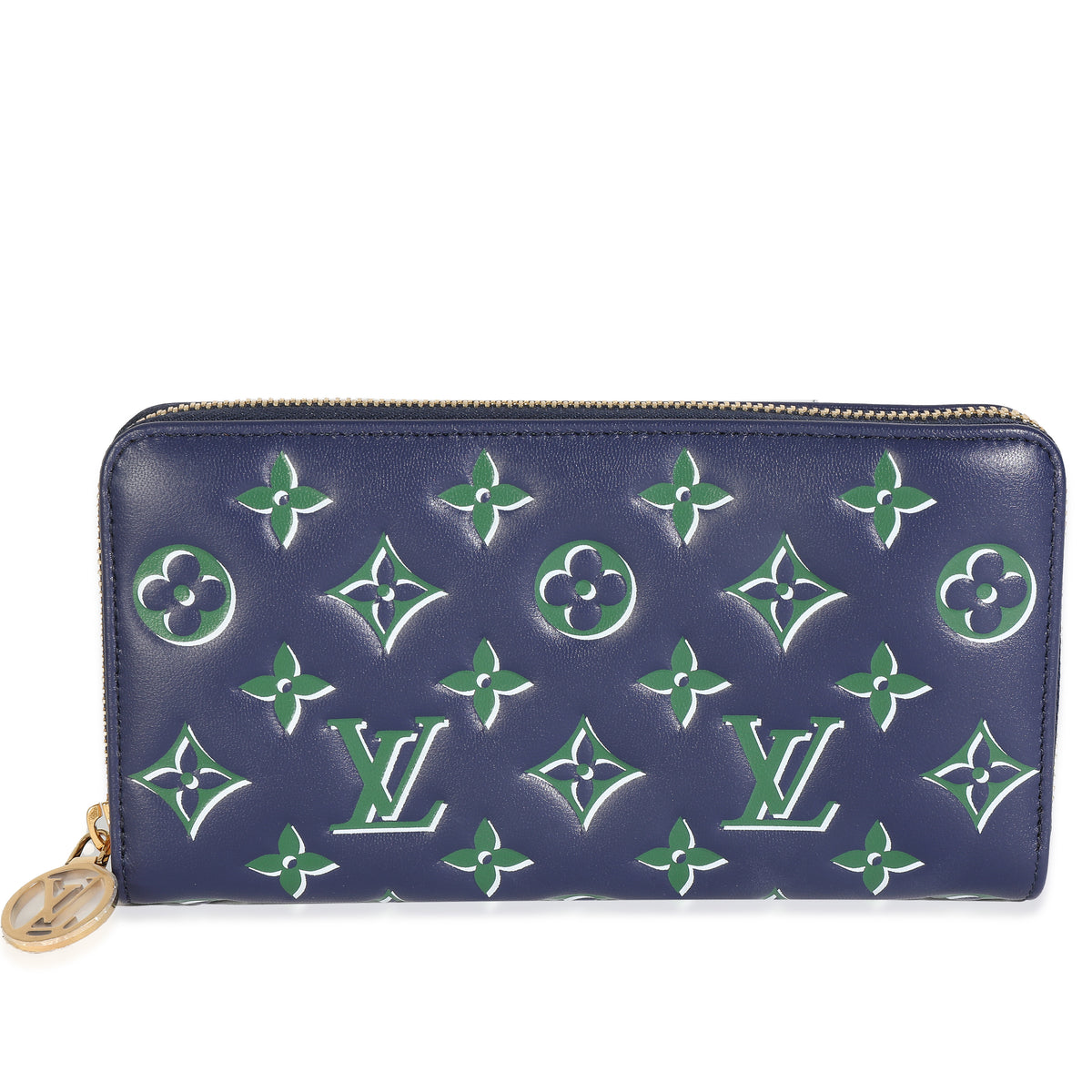Blue Green Lambskin Monogram Coussin Zippy Wallet