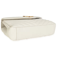 Crema Soft Sheepskin Matelasse Chevron Monogram Medium College Bag