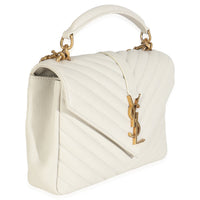Crema Soft Sheepskin Matelasse Chevron Monogram Medium College Bag