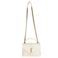 Crema Soft Sheepskin Matelasse Chevron Monogram Medium College Bag