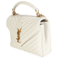 Crema Soft Sheepskin Matelasse Chevron Monogram Medium College Bag