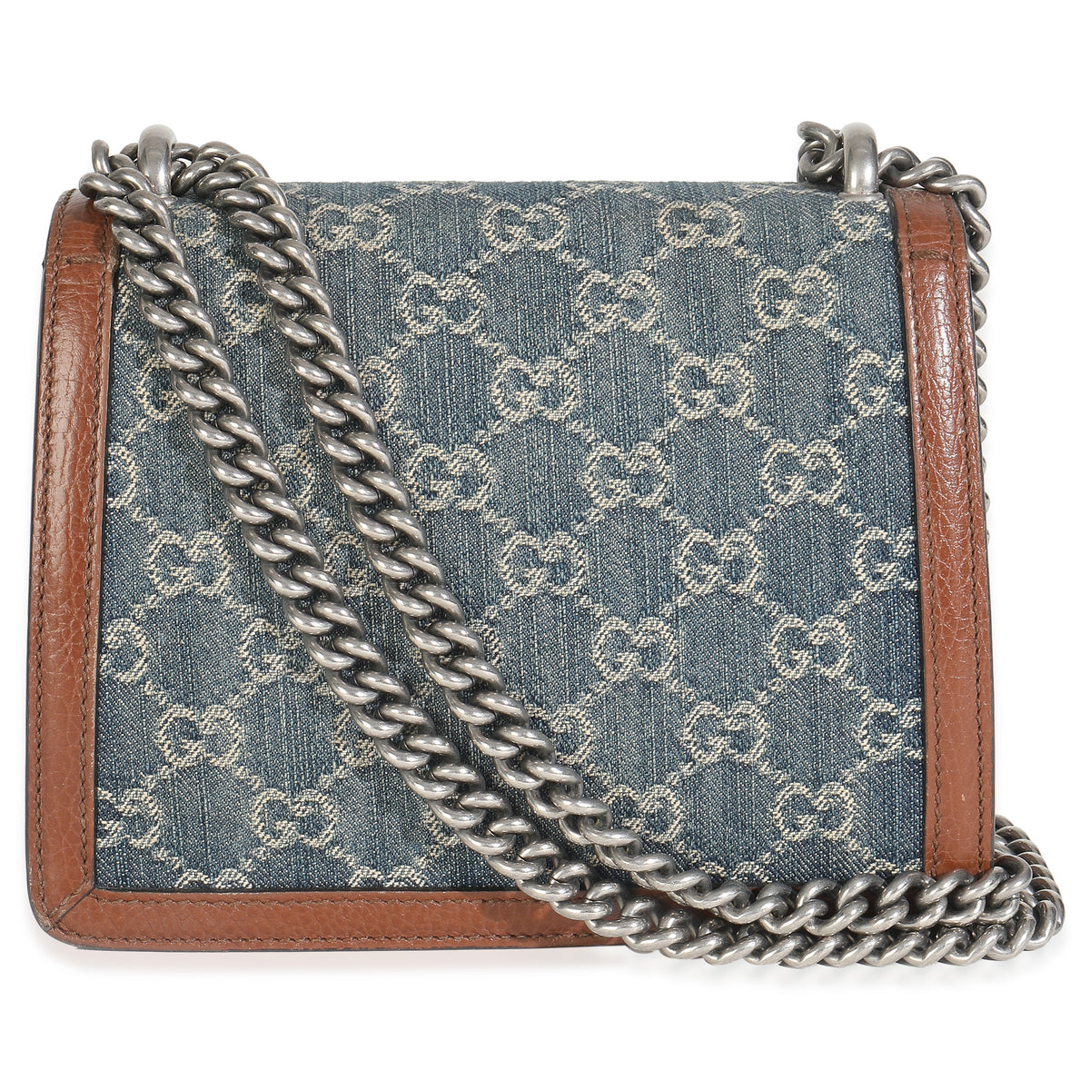 Blue New Denim GG Monogram Dollar Calfskin Enamel Mini Dionysus Bag