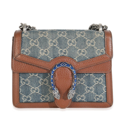 Blue New Denim GG Monogram Dollar Calfskin Enamel Mini Dionysus Bag