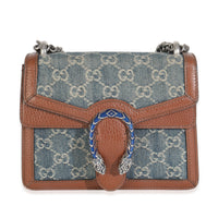 Blue New Denim GG Monogram Dollar Calfskin Enamel Mini Dionysus Bag