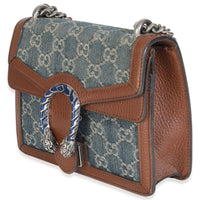 Blue New Denim GG Monogram Dollar Calfskin Enamel Mini Dionysus Bag
