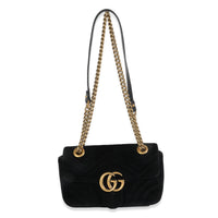 Black Velvet Matelasse Mini GG Marmont Shoulder Bag