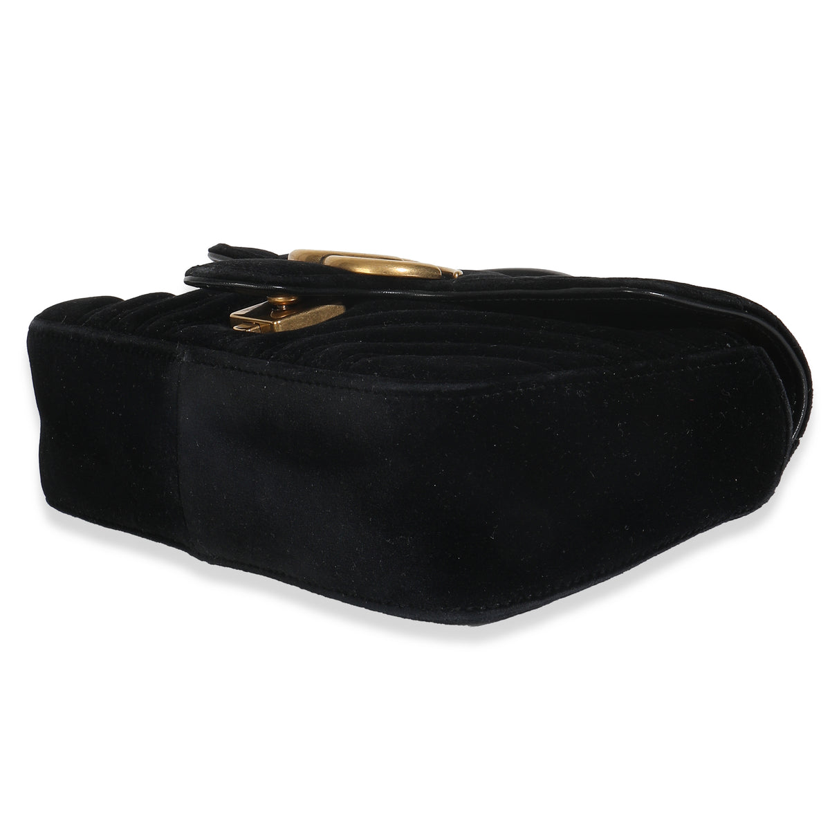 Black Velvet Matelasse Mini GG Marmont Shoulder Bag