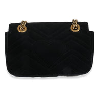 Black Velvet Matelasse Mini GG Marmont Shoulder Bag
