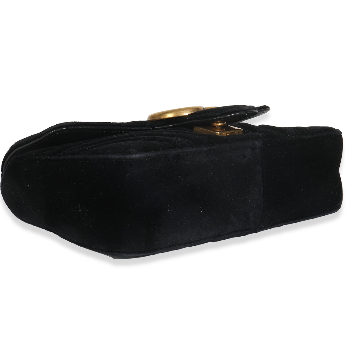 Black Velvet Matelasse Mini GG Marmont Shoulder Bag