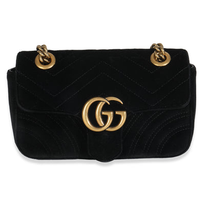Black Velvet Matelasse Mini GG Marmont Shoulder Bag