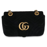 Black Velvet Matelasse Mini GG Marmont Shoulder Bag