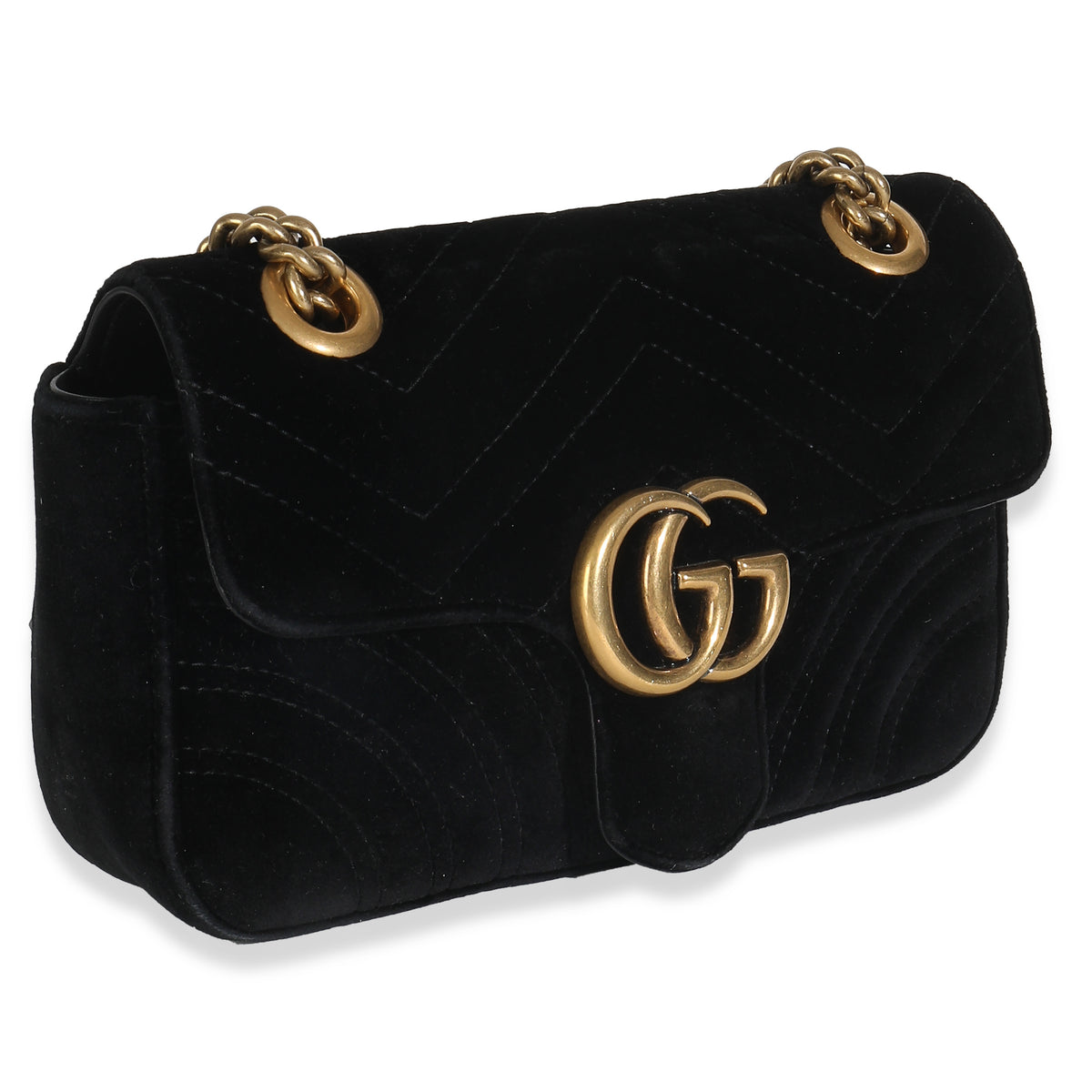 Black Velvet Matelasse Mini GG Marmont Shoulder Bag