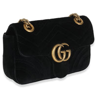 Black Velvet Matelasse Mini GG Marmont Shoulder Bag