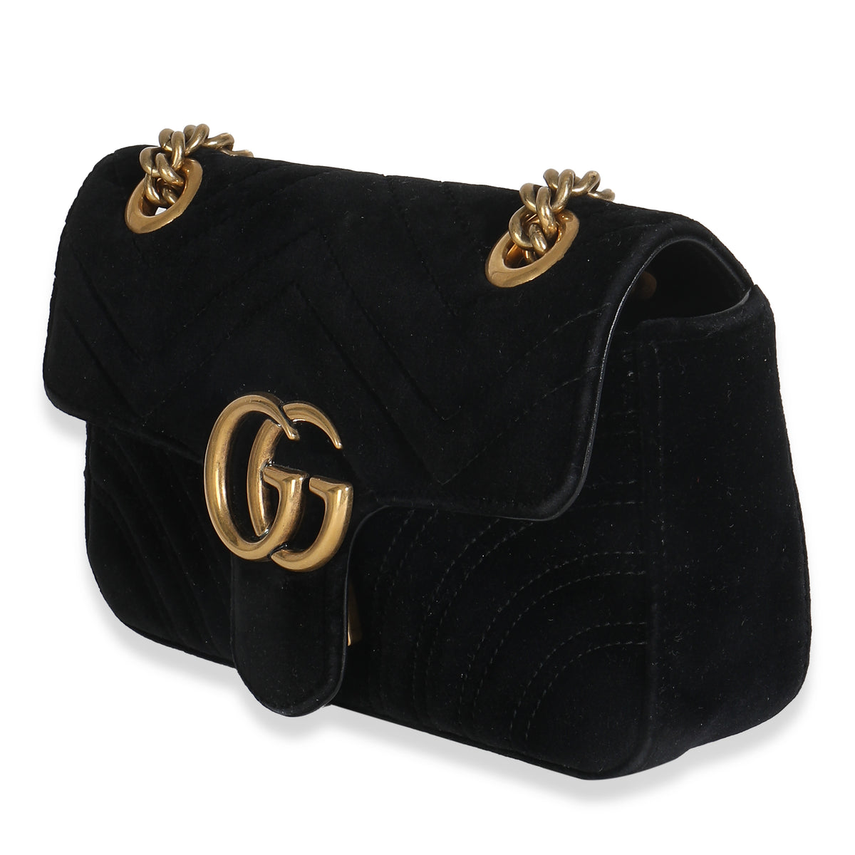 Black Velvet Matelasse Mini GG Marmont Shoulder Bag