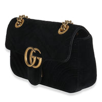 Black Velvet Matelasse Mini GG Marmont Shoulder Bag