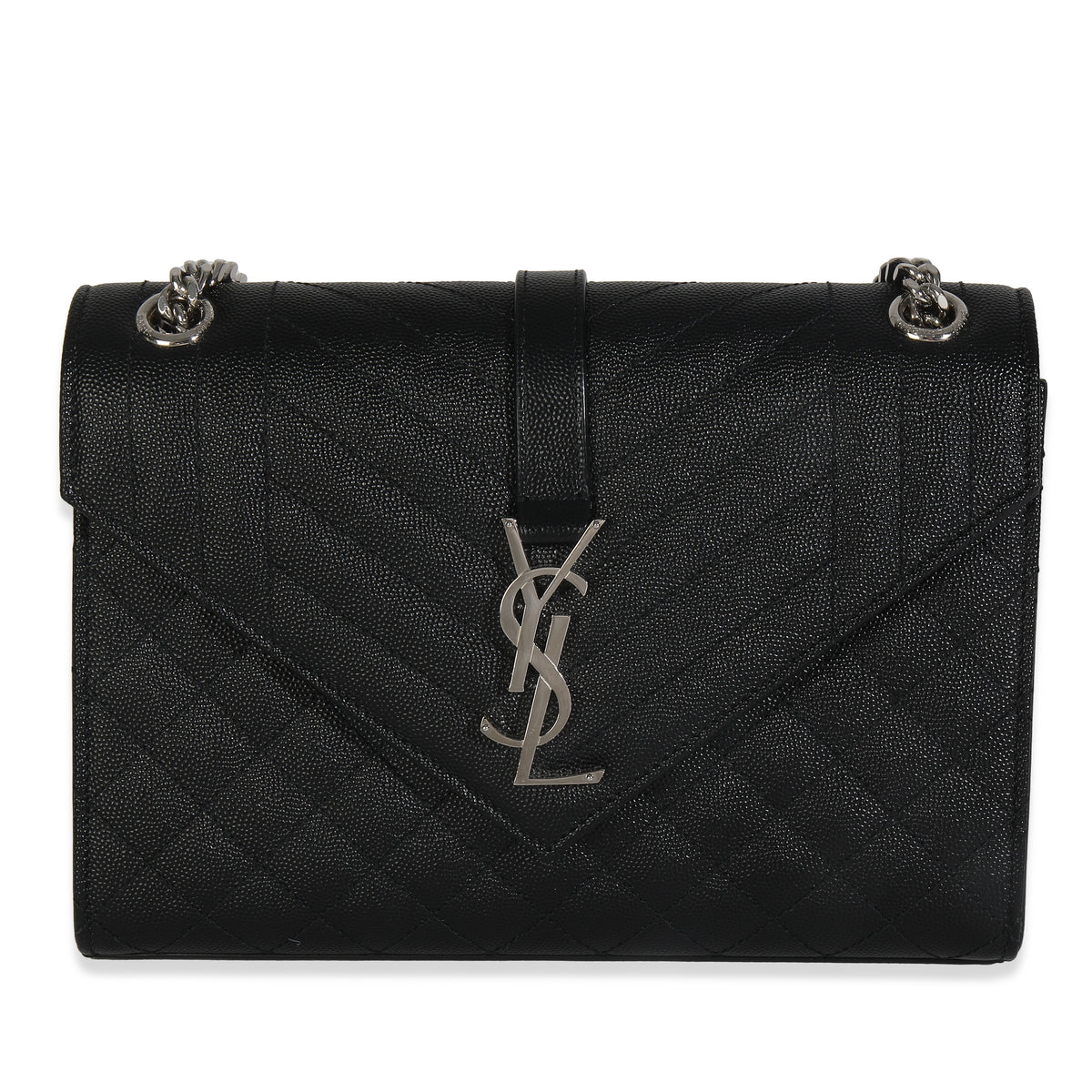 Black Grain De Poudre Mixed Matelasse Triquilt Medium Envelope Bag