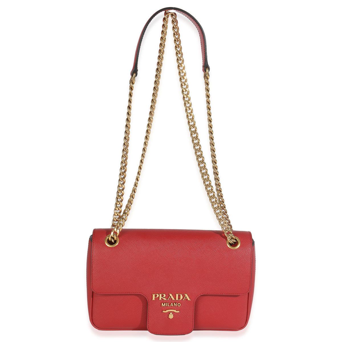 Red Saffiano Pattina Flap Bag