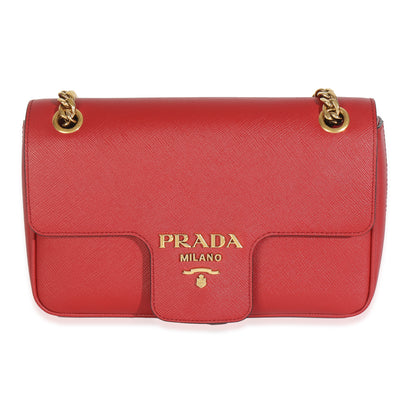 Red Saffiano Pattina Flap Bag