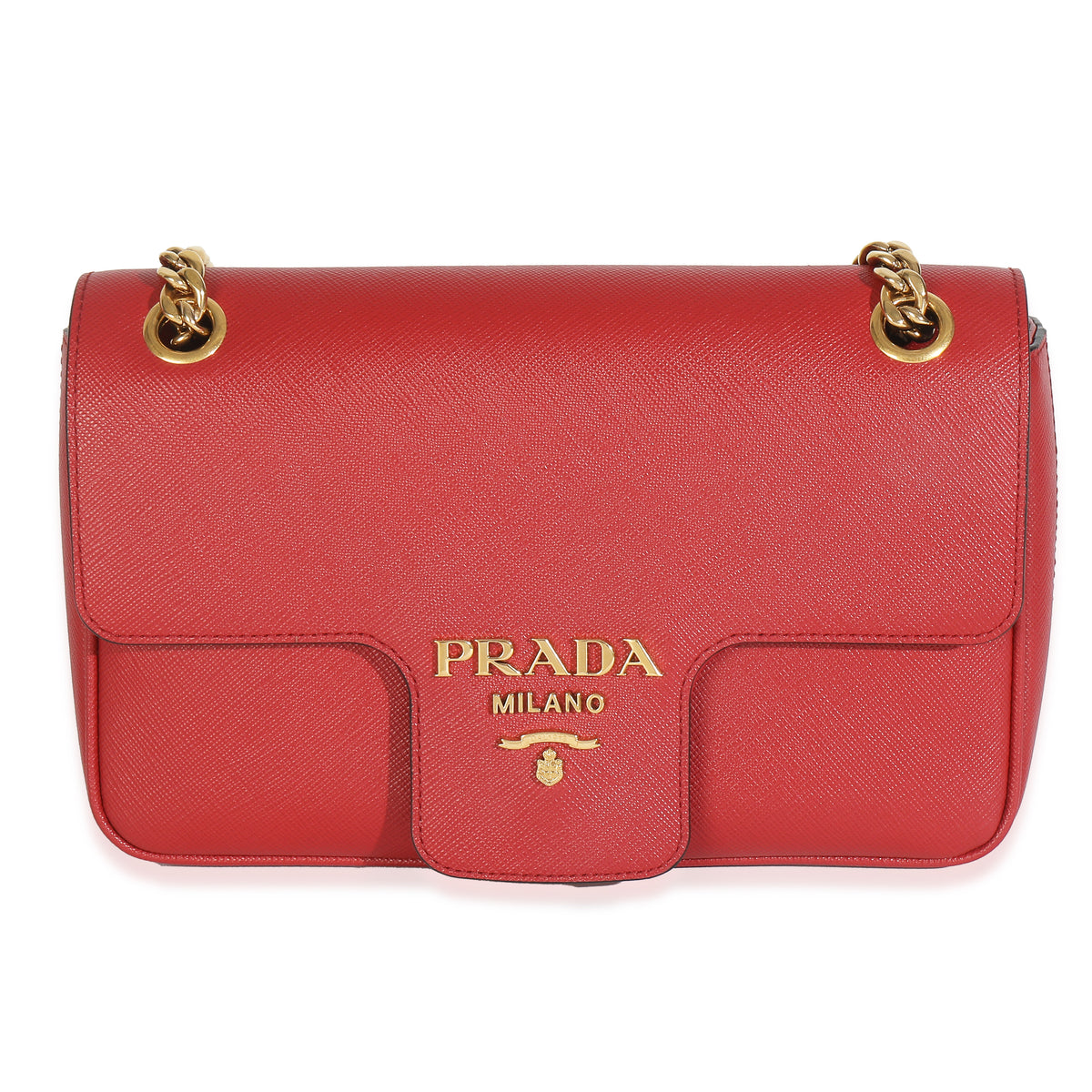 Red Saffiano Pattina Flap Bag