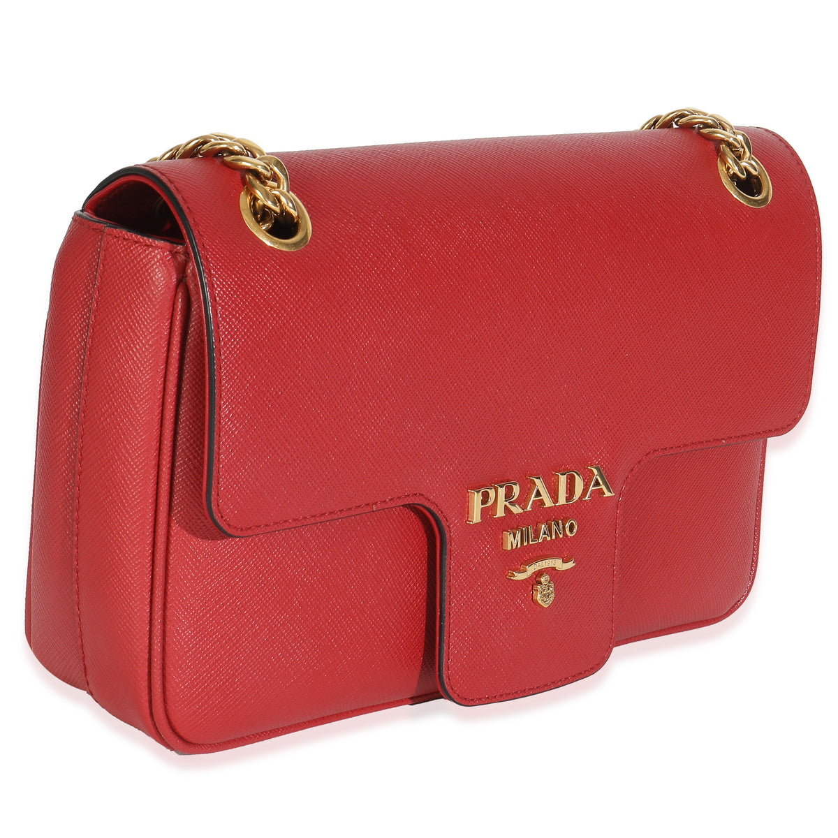 Red Saffiano Pattina Flap Bag