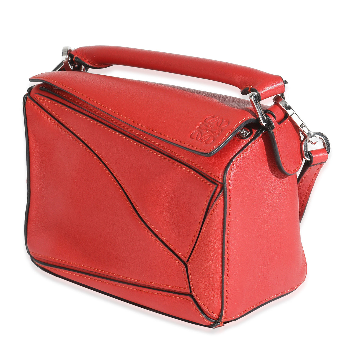 Scarlet Calfskin Mini Puzzle Bag