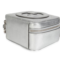 Gucci Silver Metallic Sakai Be Green Calfskin Diagonal Stitched Blondie Top Hand Handbag clasp
