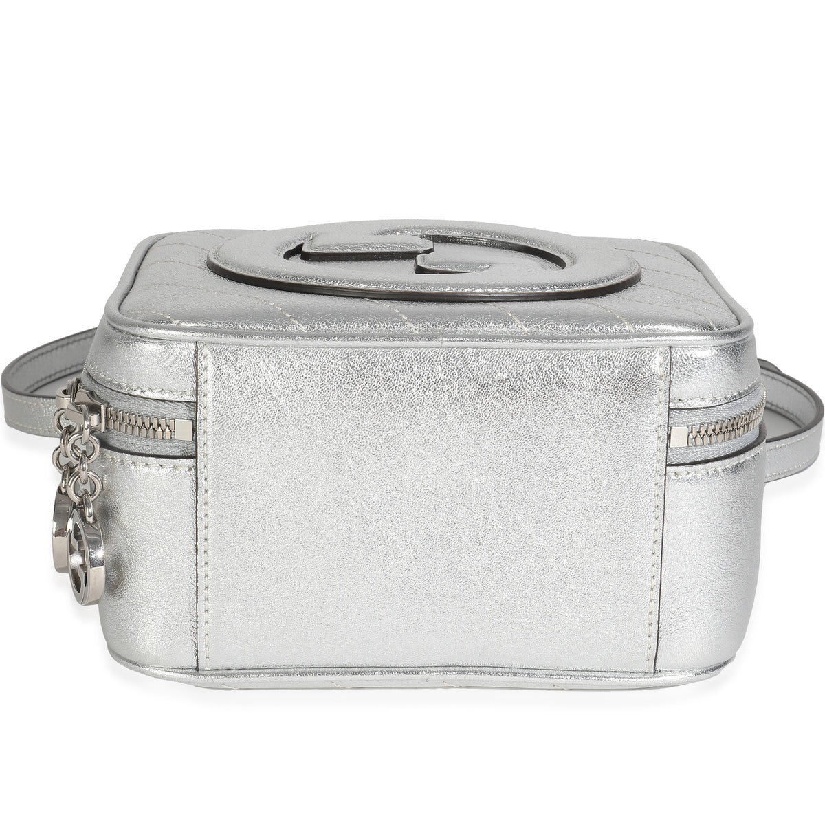 Gucci Silver Metallic Sakai Be Green Calfskin Diagonal Stitched Blondie Top Hand Handbag box