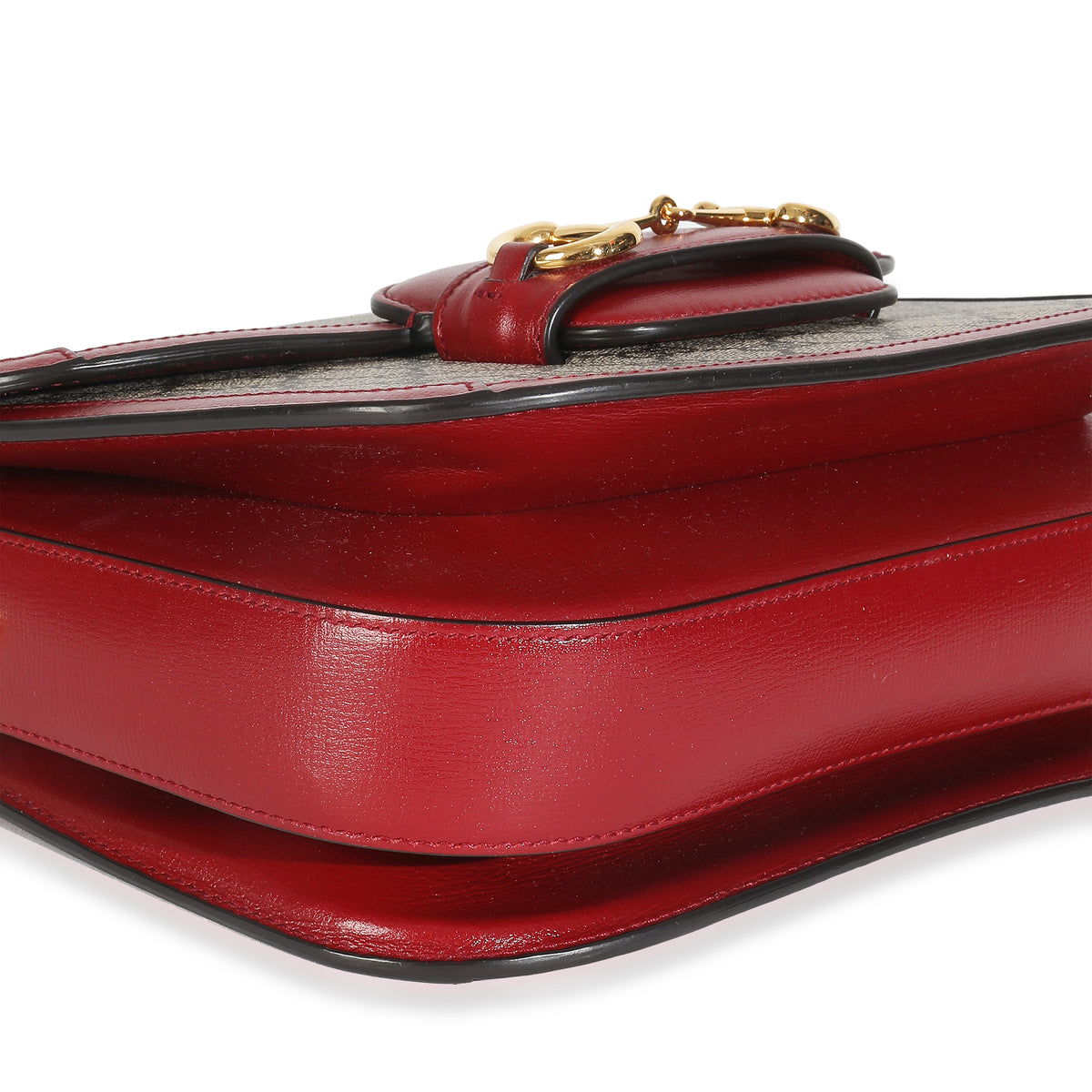 Cherry Red Beige GG Supreme Azalea Calfskin Horsebit 1955 Shoulder Bag