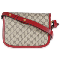 Cherry Red Beige GG Supreme Azalea Calfskin Horsebit 1955 Shoulder Bag
