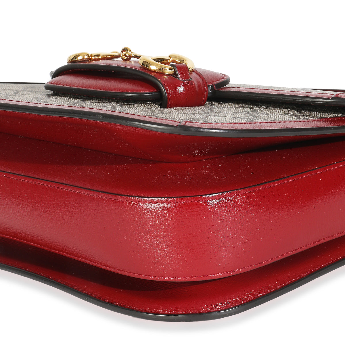 Cherry Red Beige GG Supreme Azalea Calfskin Horsebit 1955 Shoulder Bag