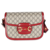 Cherry Red Beige GG Supreme Azalea Calfskin Horsebit 1955 Shoulder Bag