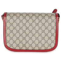 Cherry Red Beige GG Supreme Azalea Calfskin Horsebit 1955 Shoulder Bag