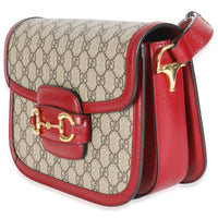 Cherry Red Beige GG Supreme Azalea Calfskin Horsebit 1955 Shoulder Bag