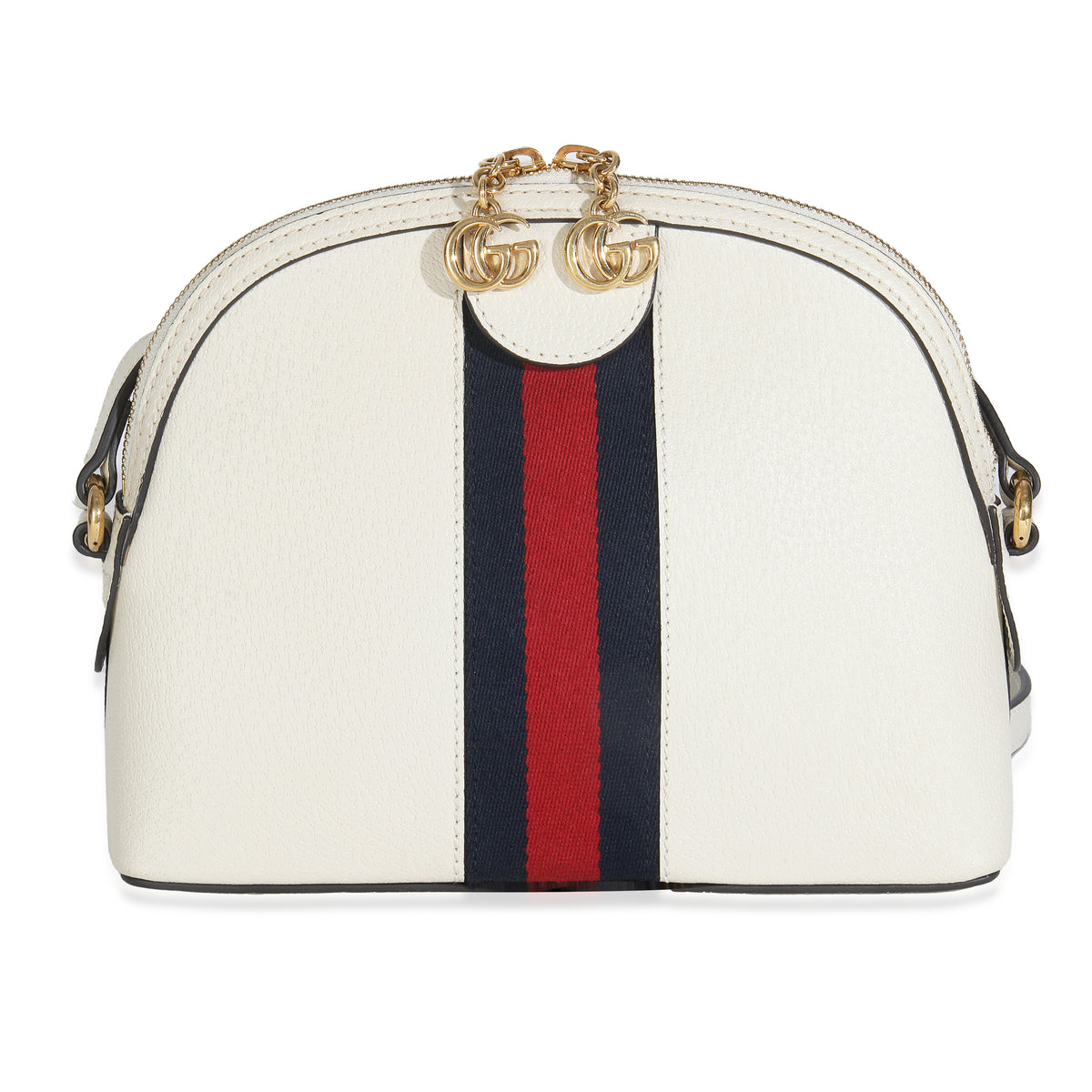 Mystic White Textured Dollar Calfskin Web Small Ophidia Dome Bag