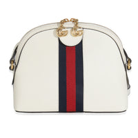 Mystic White Textured Dollar Calfskin Web Small Ophidia Dome Bag
