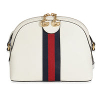 Mystic White Textured Dollar Calfskin Web Small Ophidia Dome Bag