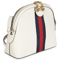 Mystic White Textured Dollar Calfskin Web Small Ophidia Dome Bag
