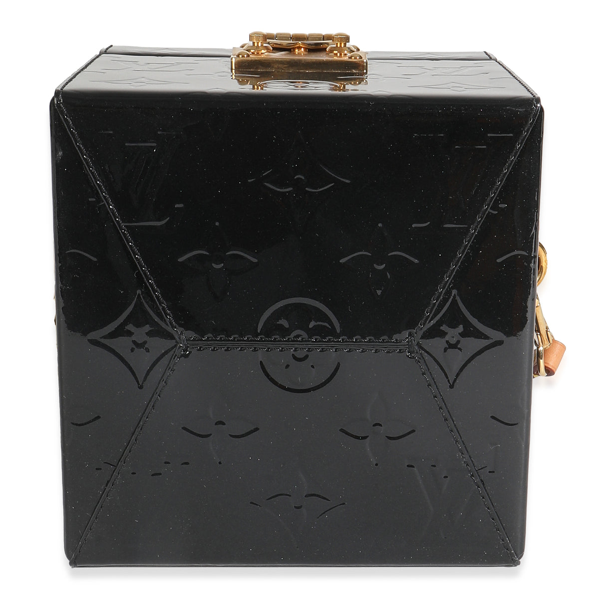 Louis Vuitton Black Monogram Vernis Bleecker Box Handbag stamp