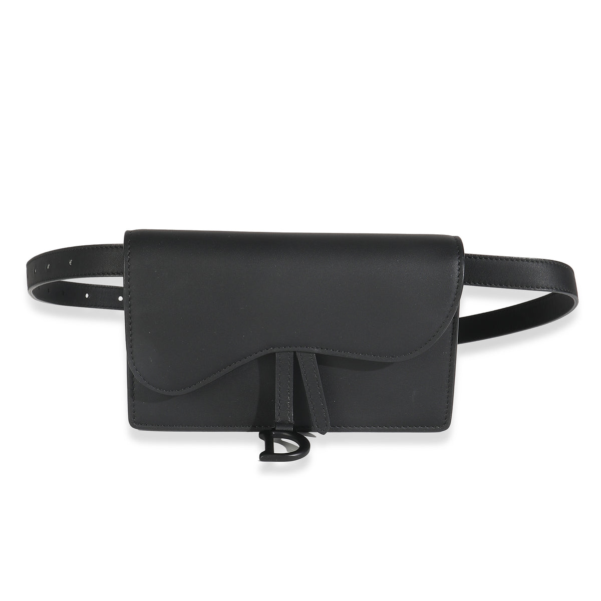 Black Ultra Matte Calfskin Saddle Belt Bag