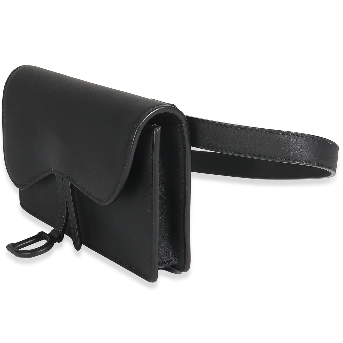 Black Ultra Matte Calfskin Saddle Belt Bag