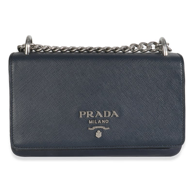 Prada Bluette Saffiano Chain Shoulder Bag Handbag fv