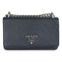 Prada Bluette Saffiano Chain Shoulder Bag Handbag fv