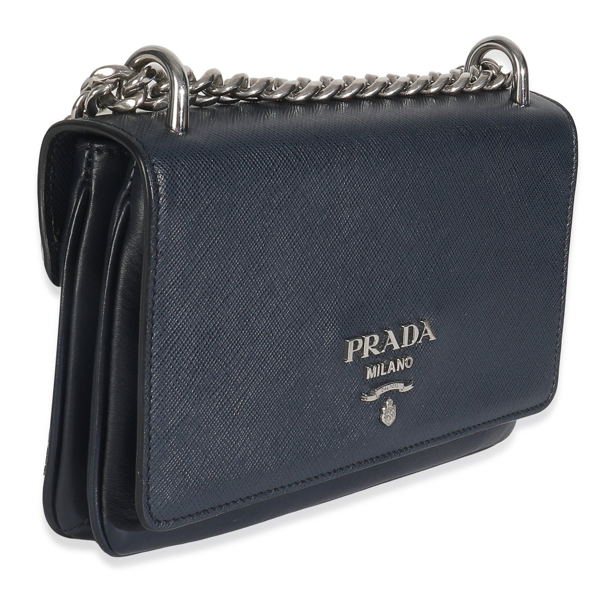 Prada Bluette Saffiano Chain Shoulder Bag Handbag pv