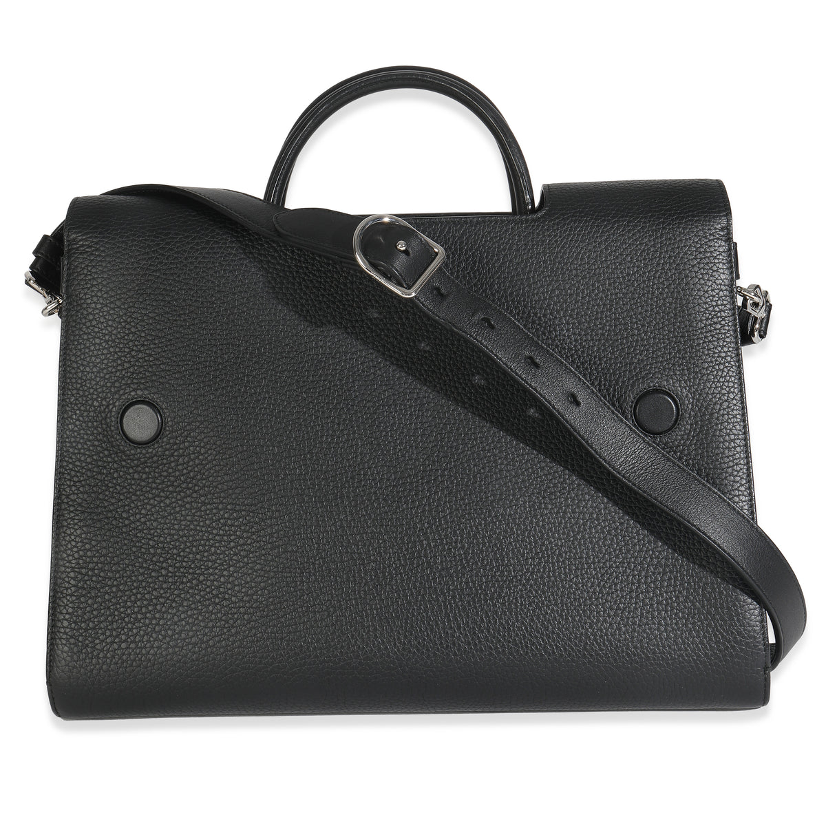 Black Grained Calfskin Large Diorever Flap Bag