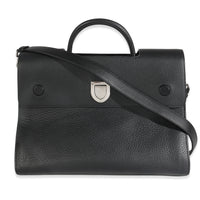 Black Grained Calfskin Large Diorever Flap Bag
