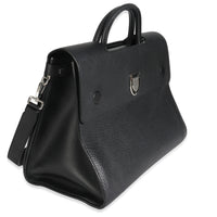 Black Grained Calfskin Large Diorever Flap Bag