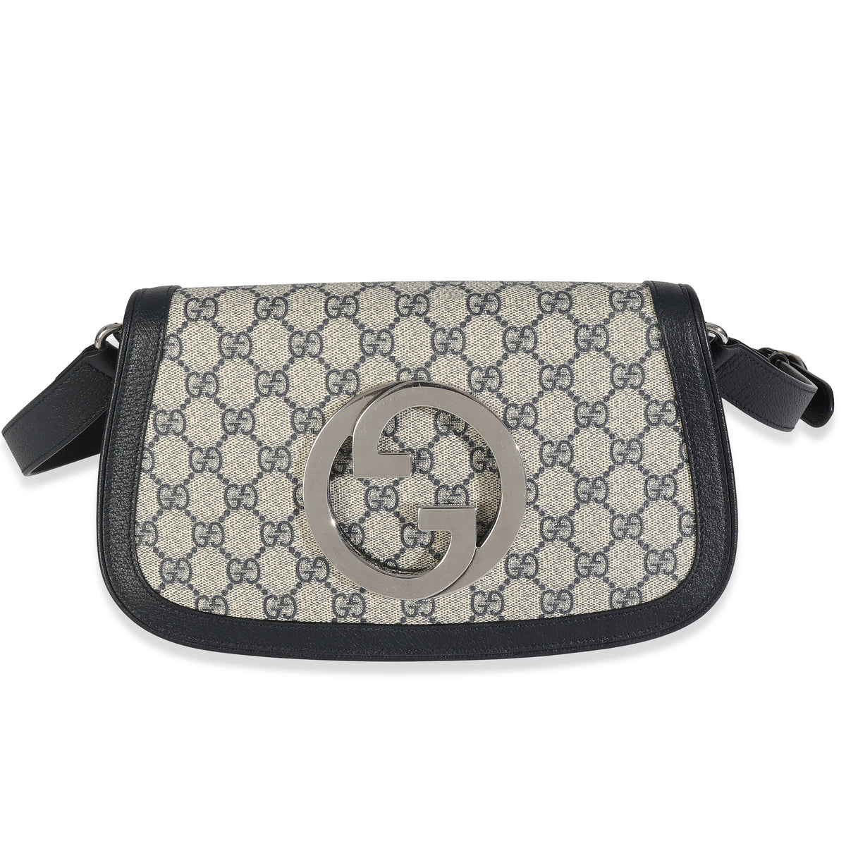 Gucci Beige Blue GG Supreme Canvas Blondie Shoulder Bag Handbag fv