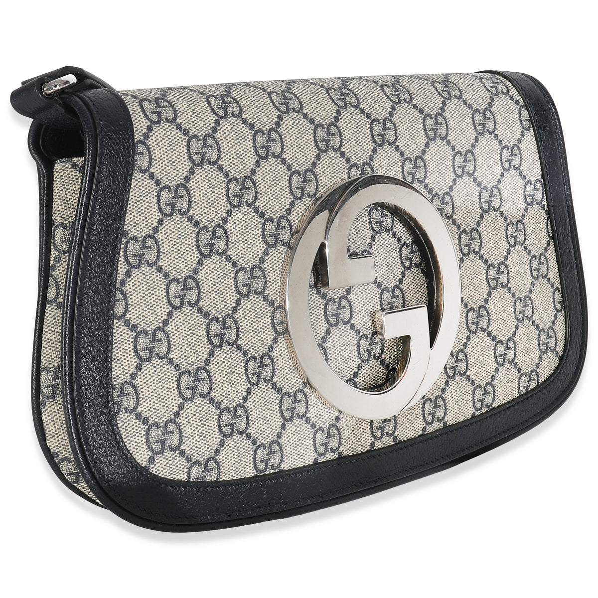 Gucci Beige Blue GG Supreme Canvas Blondie Shoulder Bag Handbag pv