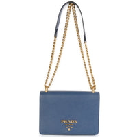 Prada Bluette Saffiano Lux Mini Chain Bag Handbag av