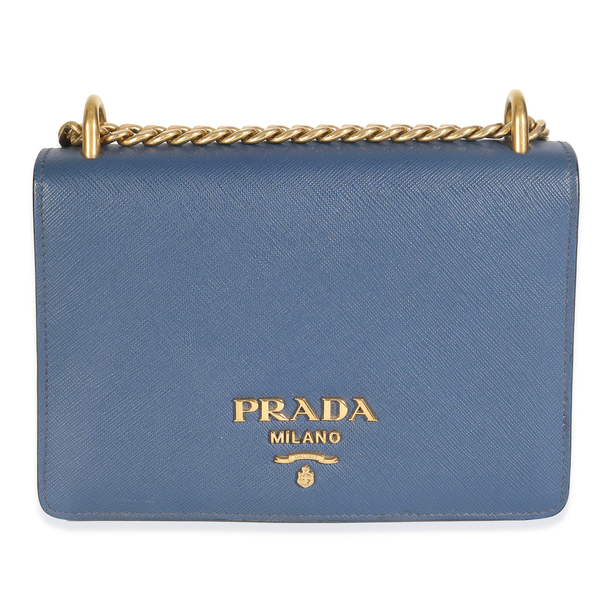 Prada Bluette Saffiano Lux Mini Chain Bag Handbag fv
